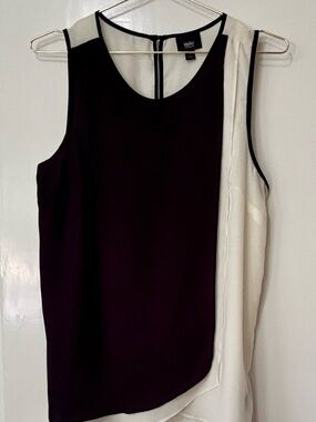 Massimo| Black & White Monochrome Flowy Layered Sleeveless Camisole Blouse Sz S